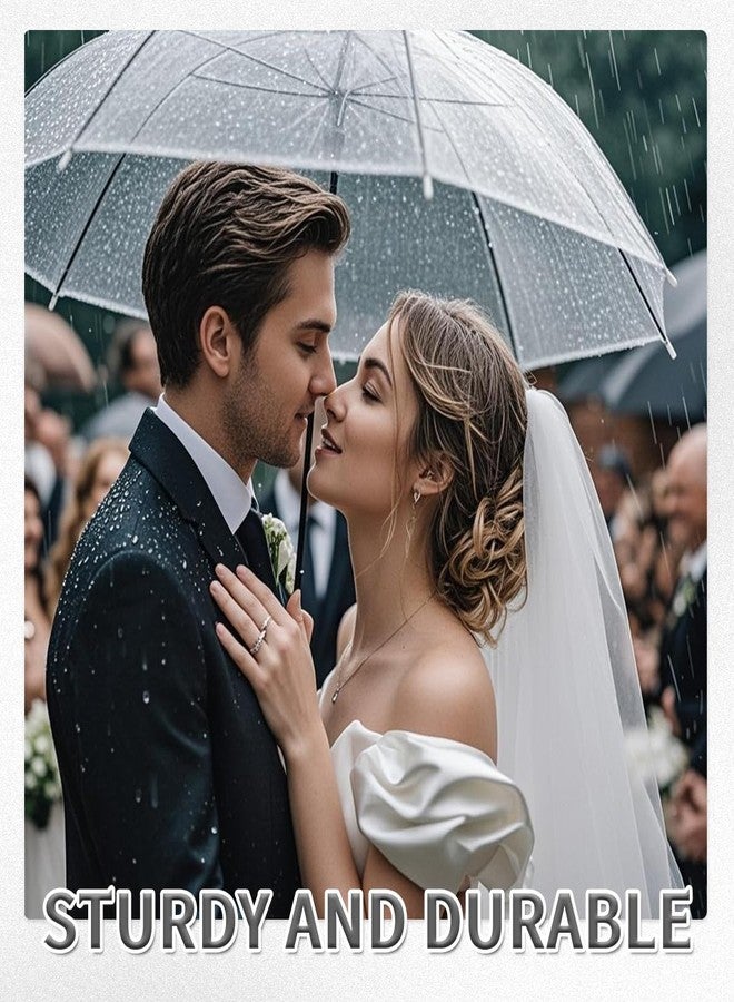 Quaocens 8 Pcs Clear Umbrella Wedding,Windproof Clear Umbrellas for Rain,Large Clears Umbrella for Two People,Transparent Umbrellas Bulk with J Shaped Handle for Wedding Supplies,Outdoor Activities - Image 4